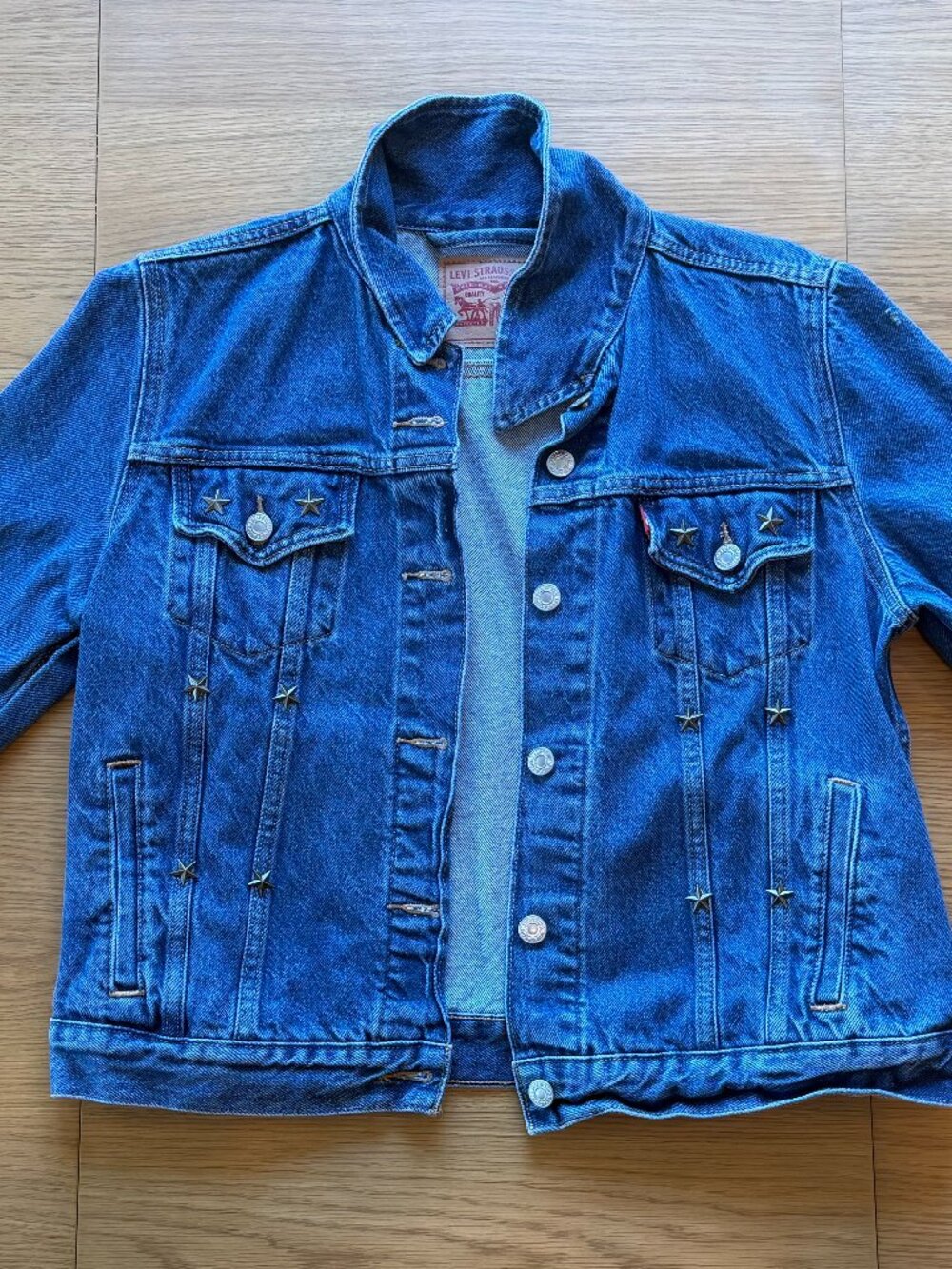 Levi's Studded Denim Trucker Jacket Blue Jean Jacket Size XL